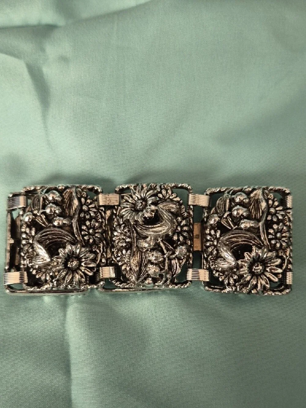 Sarah Coventry Silver-Tone Floral Panel Bracelet